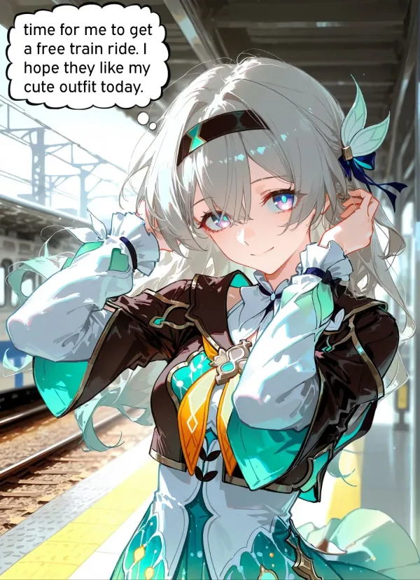 Getting a free train ride in the mens only car. [AI Generated]